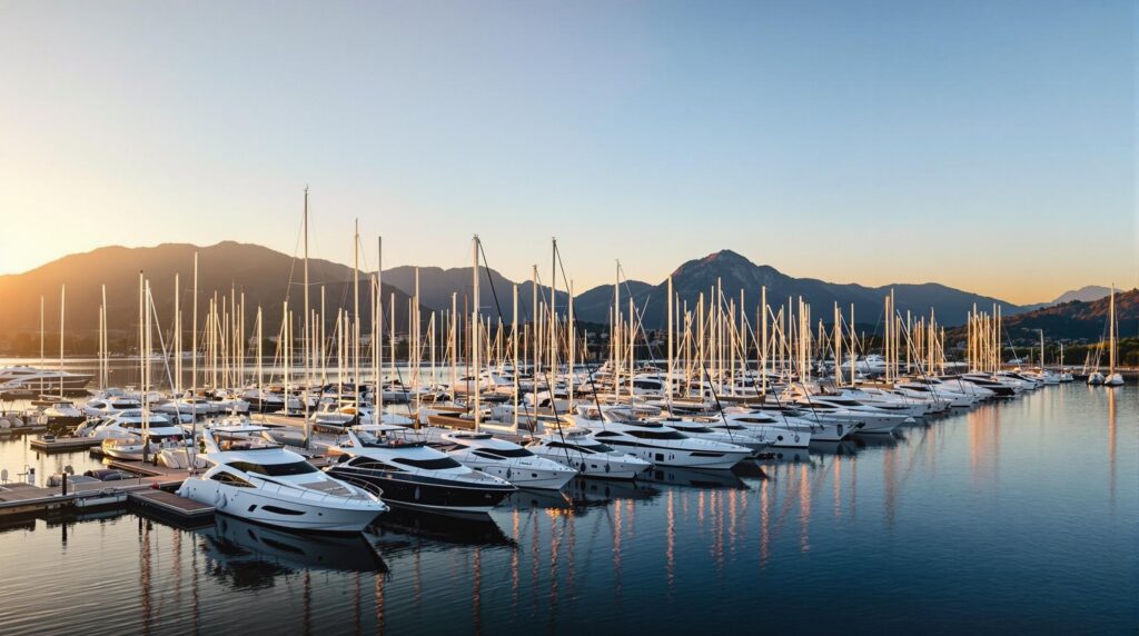 rofessional yacht insurance consultation in Marina Dalmacija, Sukošan - modern office setting with Croatian coast maps and yacht documentation, showcasing comprehensive charter protection services