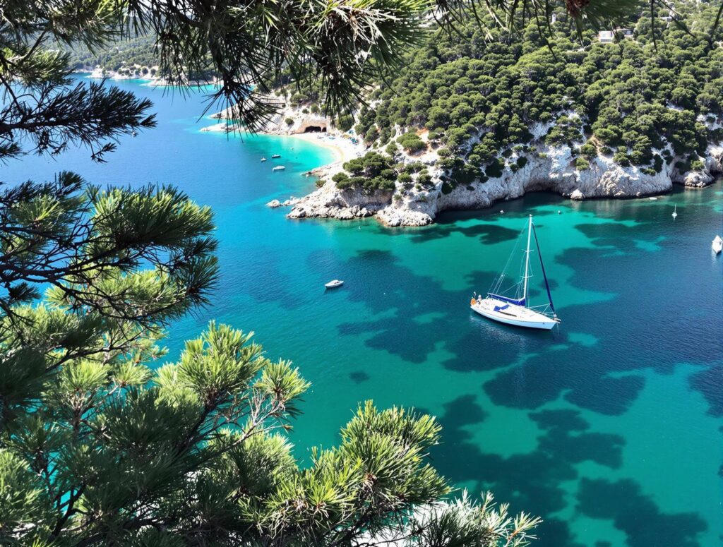 Sailing in Thasos Greece - aerial view of emerald waters, secluded beaches, and traditional fishing villages